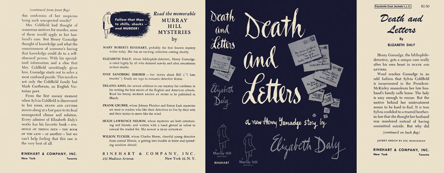 Item #1006 Death and Letters. Elizabeth Daly