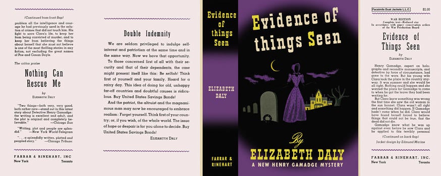 Item #1007 Evidence of Things Seen. Elizabeth Daly