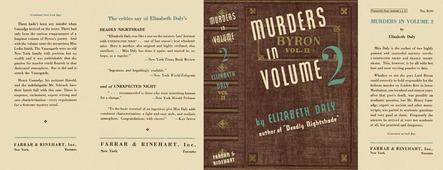 Item #1009 Murders in Volume 2. Elizabeth Daly