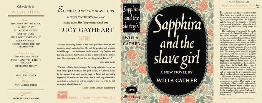 Item #10106 Sapphira and the Slave Girl. Willa Cather