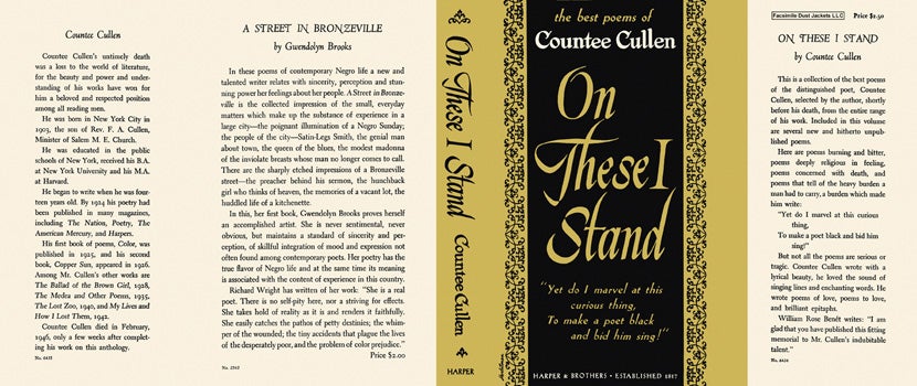 Item #10116 On These I Stand. Countee Cullen.