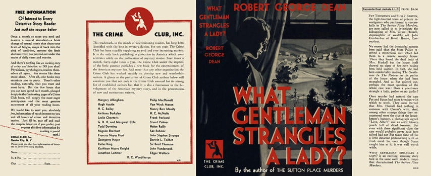 Item #1034 What Gentleman Strangles a Lady? Robert George Dean