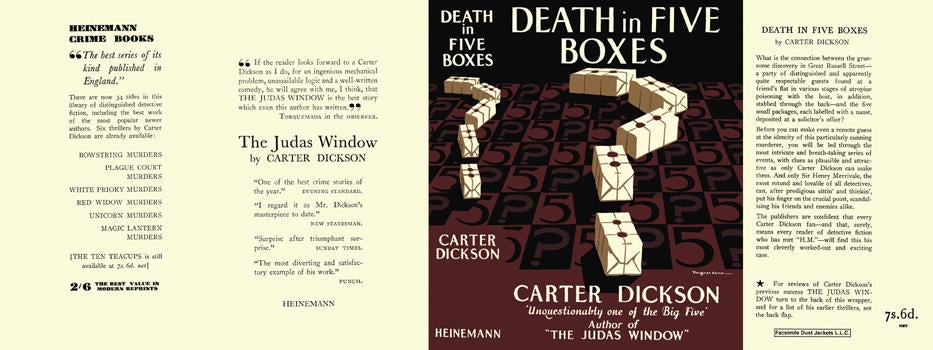 Item #1079 Death in Five Boxes. Carter Dickson.