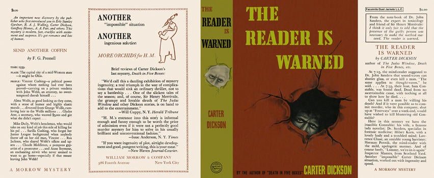 Item #1096 Reader Is Warned, The. Carter Dickson.