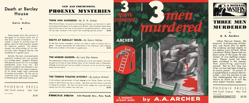 Item #110 Three Men Murdered. A. A. Archer