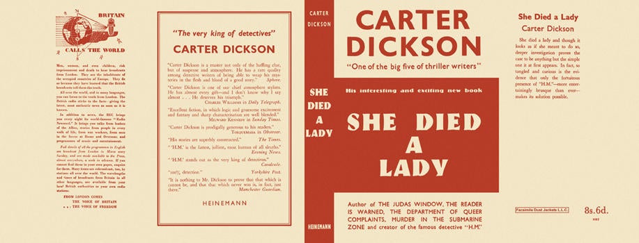 Item #1100 She Died a Lady. Carter Dickson