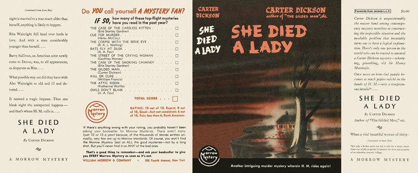 Item #1101 She Died a Lady. Carter Dickson