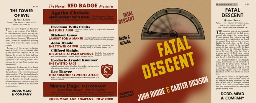 Item #1108 Fatal Descent. John Rhode, Carter Dickson.