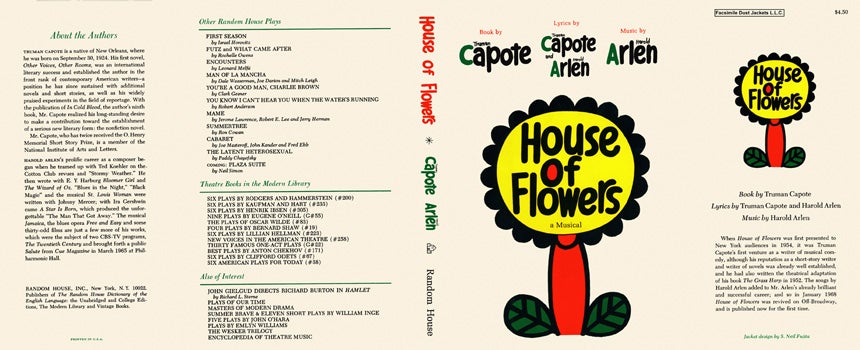 Item #11662 House of Flowers, A Musical. Truman Capote, Harold Arlen.