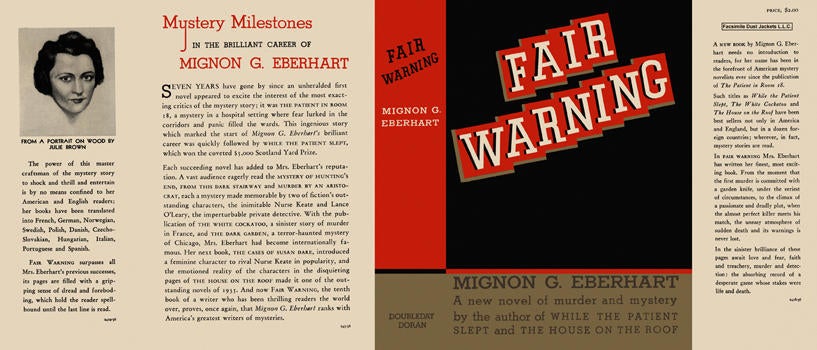 Item #1170 Fair Warning. Mignon G. Eberhart.