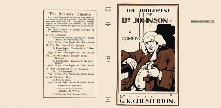 Item #11760 Judgement of Dr. Johnson, The. G. K. Chesterton