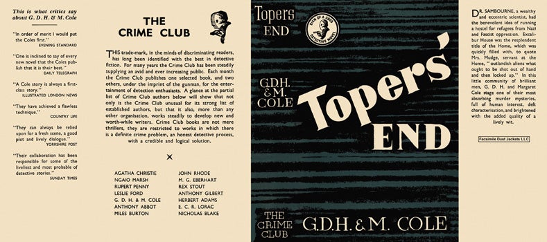 Item #11857 Topers' End. G. D. H. Cole, Margaret Cole
