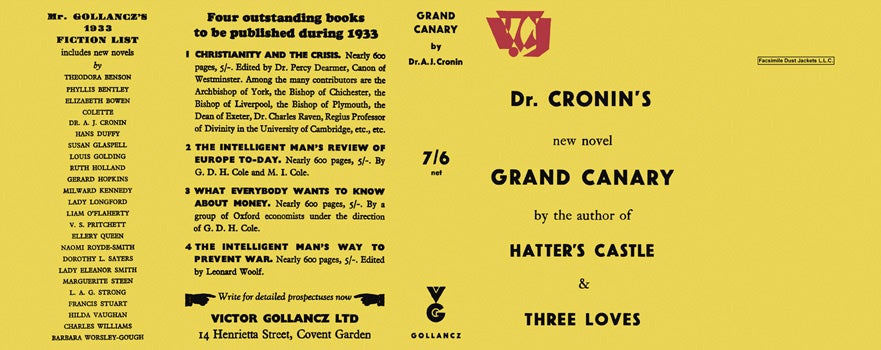 Item #11991 Grand Canary. A. J. Cronin.