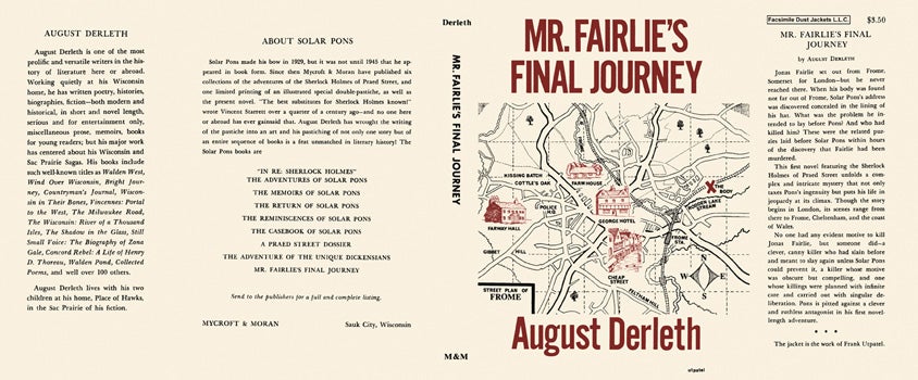 Item #12160 Mr. Fairlie's Final Journey. August Derleth