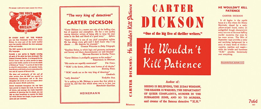 Item #12186 He Wouldn't Kill Patience. Carter Dickson