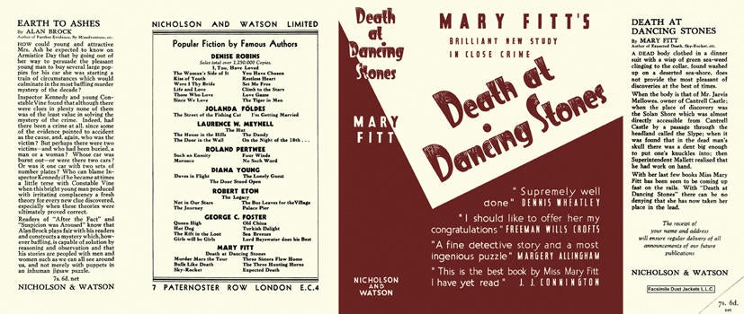 Item #1251 Death at Dancing Stones. Mary Fitt