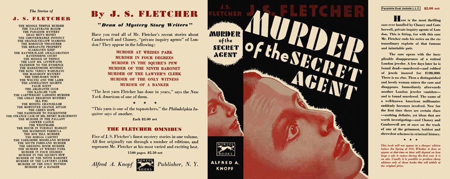 Item #1329 Murder of the Secret Agent. J. S. Fletcher.