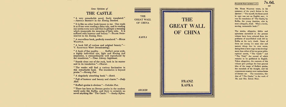 Item #13369 Great Wall of China, The. Franz Kafka