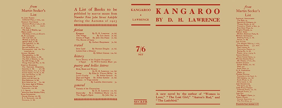 Item #13560 Kangaroo. D. H. Lawrence
