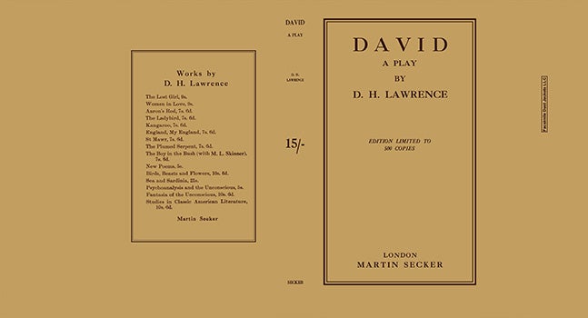 Item #13563 David, A Play. D. H. Lawrence