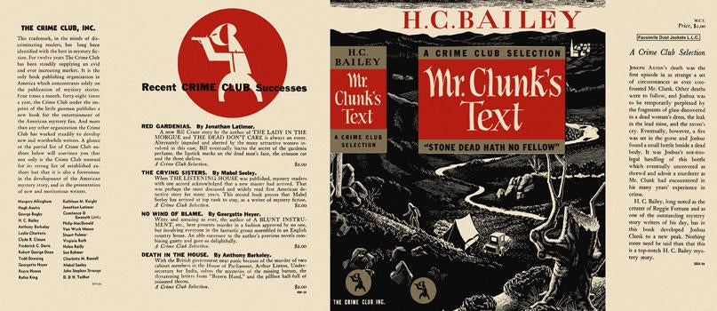 Item #141 Mr. Clunk's Text. H. C. Bailey