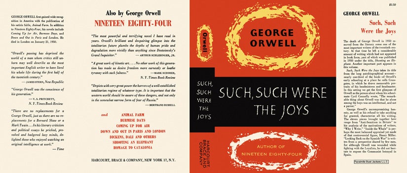 Item #14578 Such, Such Were the Joys. George Orwell