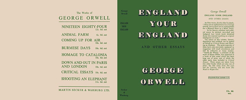 Item #14579 England Your England and Other Essays. George Orwell