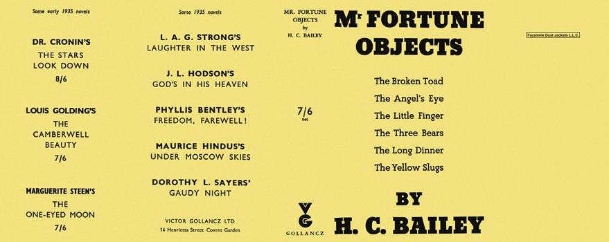 Item #146 Mr. Fortune Objects. H. C. Bailey