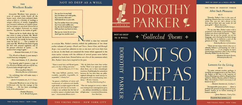 Item #14620 Not So Deep As a Well, Collected Poems. Dorothy Parker.