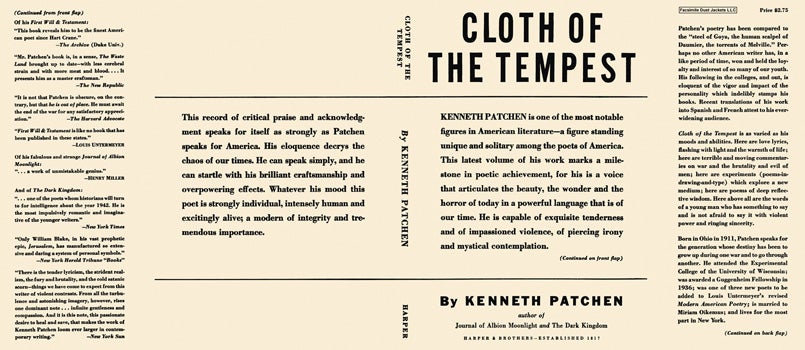 Item #14637 Cloth of the Tempest. Kenneth Patchen