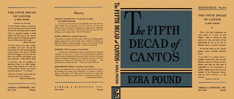 Item #14752 Fifth Decad of Cantos, The. Ezra Pound