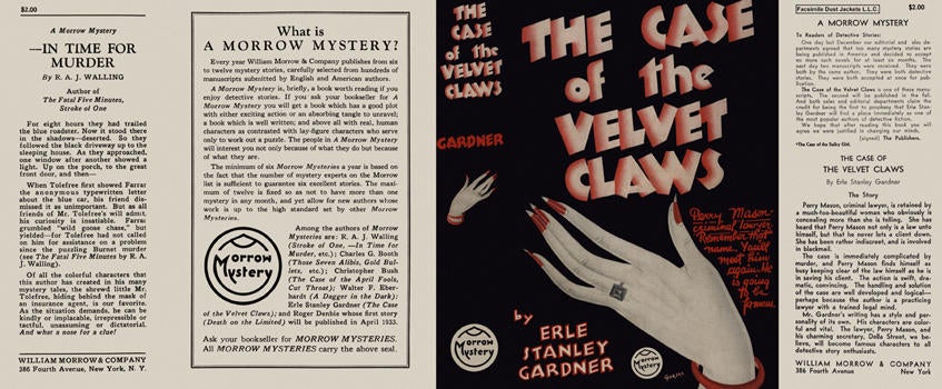 Item #1519 Case of the Velvet Claws, The. Erle Stanley Gardner.