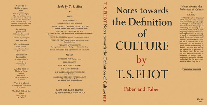 Item #15565 Notes Towards the Definition of Culture. T. S. Eliot