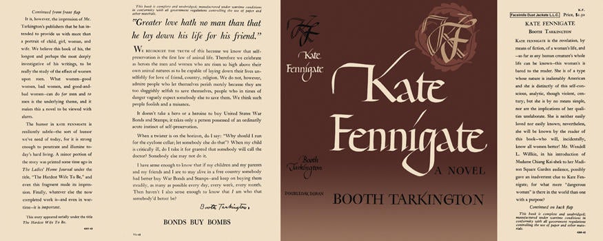 Item #15607 Kate Fennigate. Booth Tarkington.