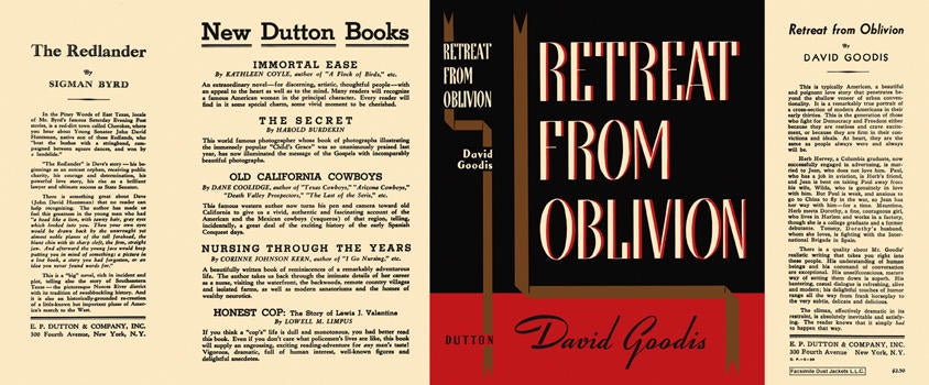 Item #1583 Retreat from Oblivion. David Goodis.