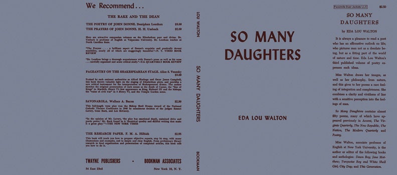 Item #15954 So Many Daughters. Eda Lou Walton.