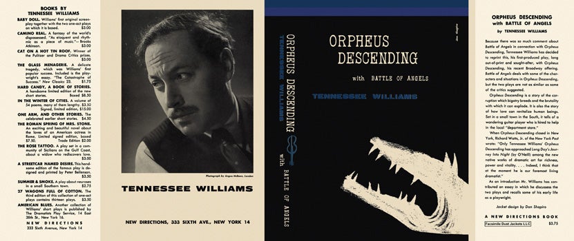 Item #16176 Orpheus Descending with Battle of Angels. Tennessee Williams