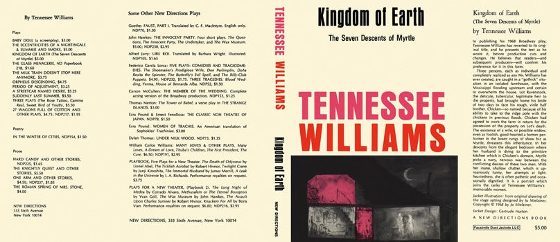 Item #16182 Kingdom of Earth, The Seven Descents of Myrtle. Tennessee Williams.