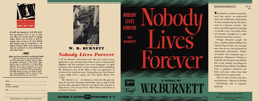 Item #16472 Nobody Lives Forever. W. R. Burnett