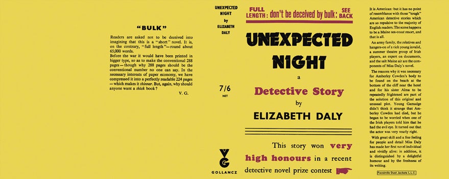 Item #16662 Unexpected Night. Elizabeth Daly