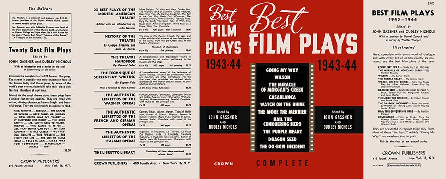 Item #16867 Best Film Plays 1943-1944. John Gassner, Dudley Nichols, Anthology