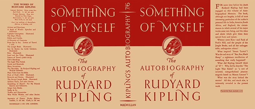 Item #17089 Something of Myself. Rudyard Kipling