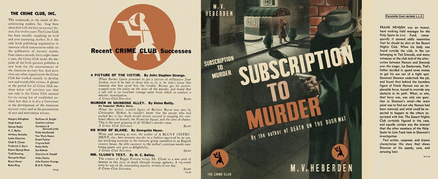 Item #1719 Subscription to Murder. M. V. Heberden.
