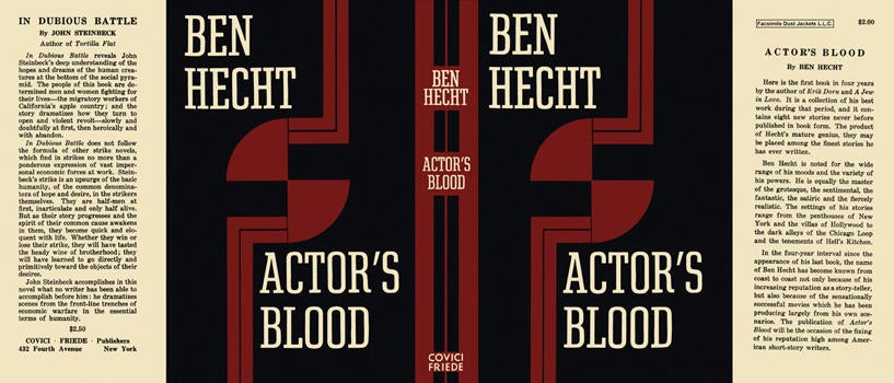 Item #1720 Actor's Blood. Ben Hecht