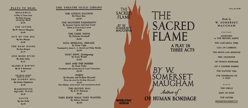 Item #17225 Sacred Flame, The. W. Somerset Maugham.