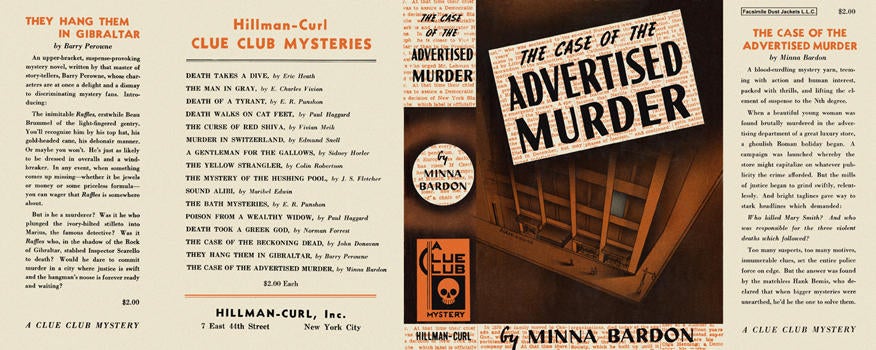 Item #174 Case of the Advertised Murder, The. Minna Bardon.