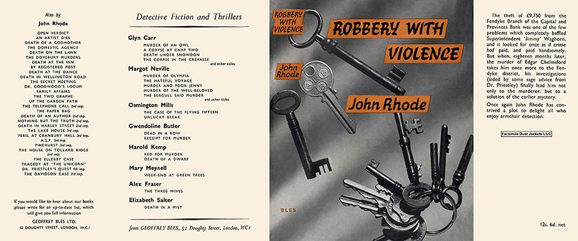 Item #17422 Robbery with Violence. John Rhode.