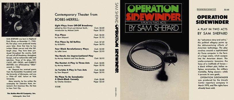 Item #17494 Operation Sidewinder, A Play in Two Acts. Sam Shepard