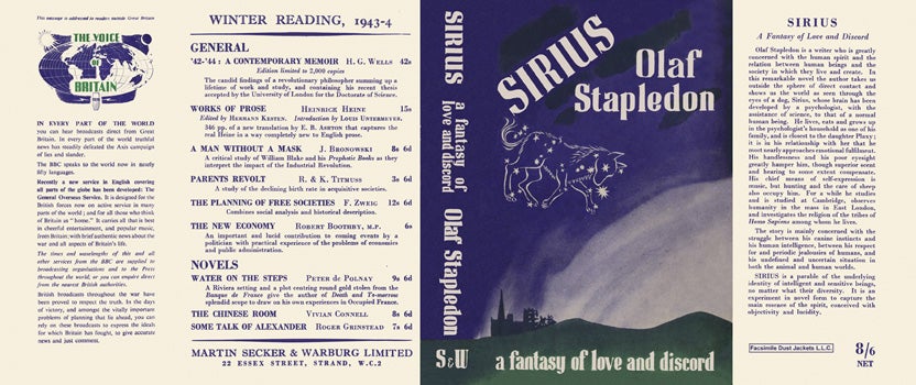Item #17549 Sirius. W. Olaf Stapledon.