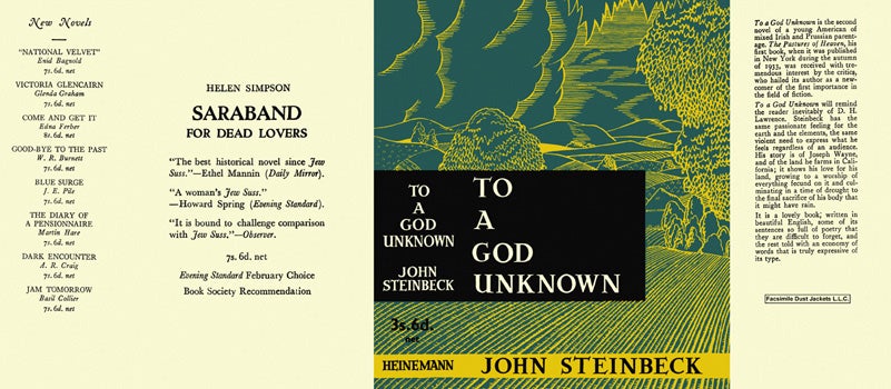Item #17558 To a God Unknown. John Steinbeck
